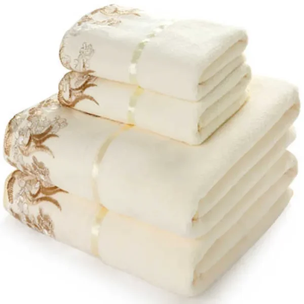 Lace Embroidered Bath Towel Set Microfiber for Adults Colourful Tree Bathroom Face Bath Towels Quick Dry Family Set Large Thick 6
