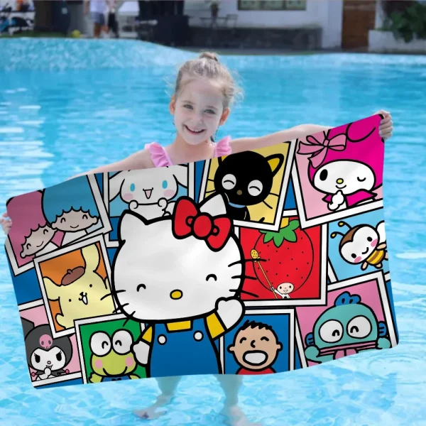 Cute Hello Cat K-kitty Microfiber Beach Towel Absorbent Quick Dry Soft Yoga Swimming Resort Mountain Climbing Towel 2