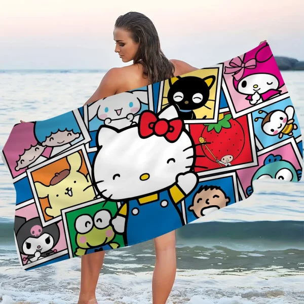 Cute Hello Cat K-kitty Microfiber Beach Towel Absorbent Quick Dry Soft Yoga Swimming Resort Mountain Climbing Towel 4
