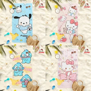 Adorable Cartoon-Print Beach Towels: Puppy, Hello Kitty, and More! Suitable for towels, bath towels, beach towels 1