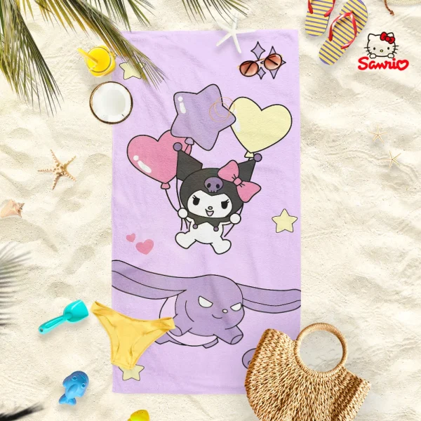 Adorable Cartoon-Print Beach Towels: Puppy, Hello Kitty, and More! Suitable for towels, bath towels, beach towels 5