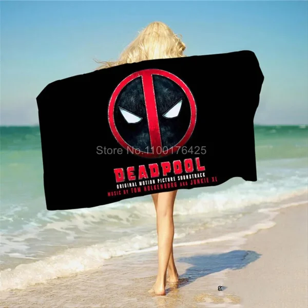 Deadpool Pattern Beach Towel Cartoon Style Microfiber Large Beach Towel Bath Towel Multifunctional Square Towel Beach Towel 2