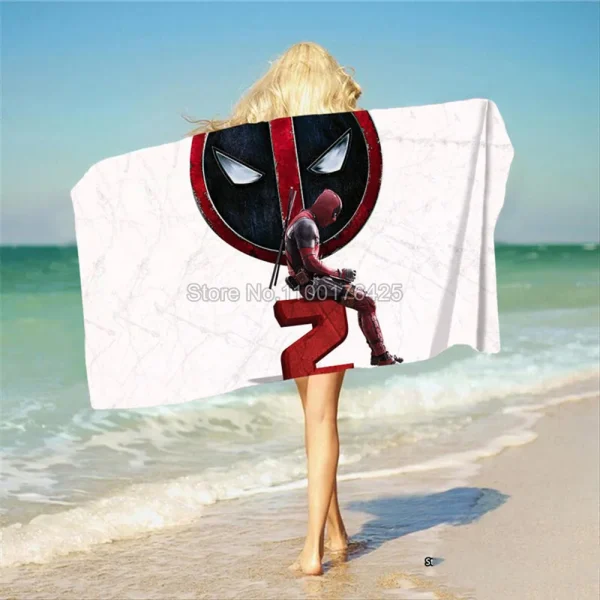 Deadpool Pattern Beach Towel Cartoon Style Microfiber Large Beach Towel Bath Towel Multifunctional Square Towel Beach Towel 3