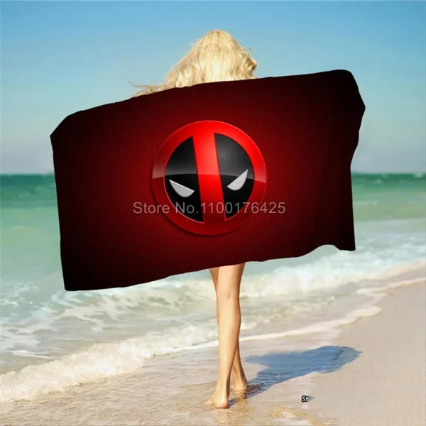 Deadpool Pattern Beach Towel Cartoon Style Microfiber Large Beach Towel Bath Towel Multifunctional Square Towel Beach Towel 4