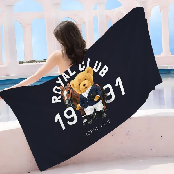 P-Polo Teddy Bear Anime Beach Towel Colorful Bath Towels For Girl Microfiber Quick Dry Custom Sand Free Beach Yoga Spa Gym Pool 2
