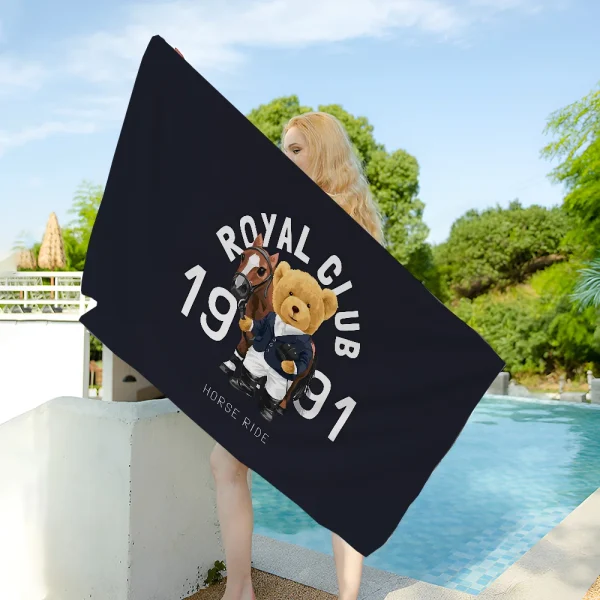 P-Polo Teddy Bear Anime Beach Towel Colorful Bath Towels For Girl Microfiber Quick Dry Custom Sand Free Beach Yoga Spa Gym Pool 5
