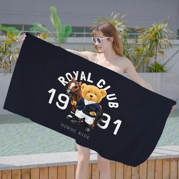 P-Polo Teddy Bear Anime Beach Towel Colorful Bath Towels For Girl Microfiber Quick Dry Custom Sand Free Beach Yoga Spa Gym Pool 6