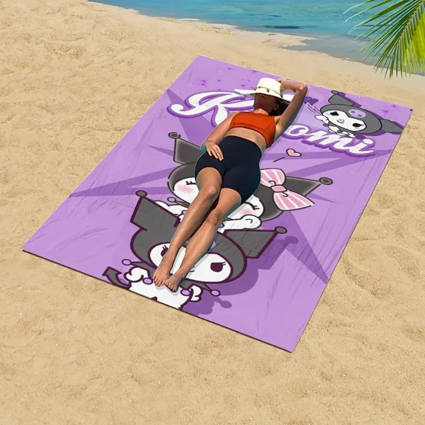 Kuromi-Themed Purple Beach Towel: Adorable and Fun for Summer!, Towels, holiday party decorations, gifts 4