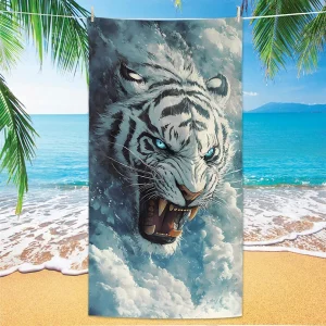 Hot Selling Tiger Beach Towel Microfiber Digital Print Bath Towel Bold Tiger Design Sun Protection Shawl Extra Large Towel 1