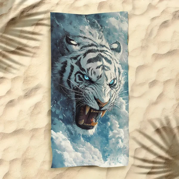 Hot Selling Tiger Beach Towel Microfiber Digital Print Bath Towel Bold Tiger Design Sun Protection Shawl Extra Large Towel 2