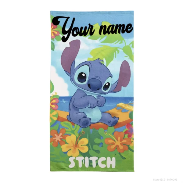 Customized Name Cute Stitch Cartoon Stitch Beach Towel Microfiber Sand Free Quick Dry Soft Sandproof Pool Beach Towel 2