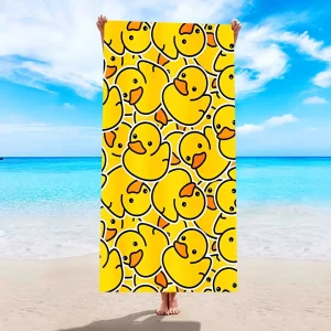 Sun-Kissed Fun: Yellow Rubber Duck-Print Beach Towel for Summer Suitable for towels, bath towels, beach towels 1