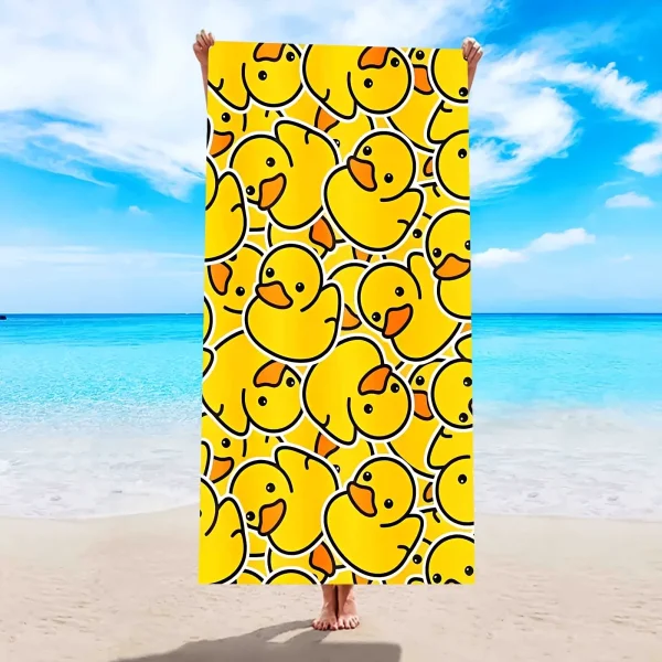 Sun-Kissed Fun: Yellow Rubber Duck-Print Beach Towel for Summer Suitable for towels, bath towels, beach towels 1