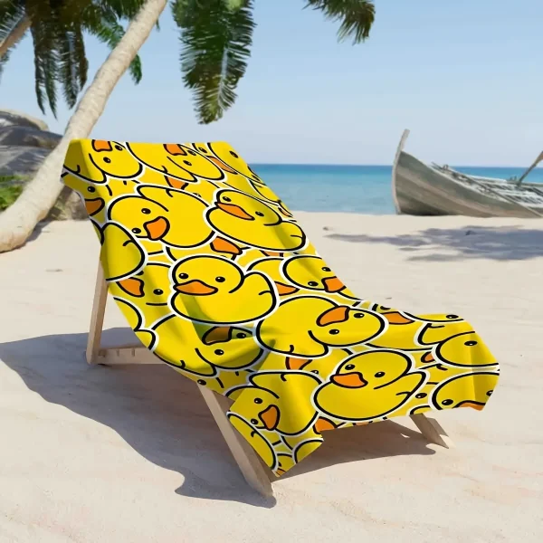 Sun-Kissed Fun: Yellow Rubber Duck-Print Beach Towel for Summer Suitable for towels, bath towels, beach towels 2