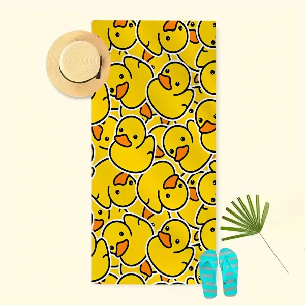 Sun-Kissed Fun: Yellow Rubber Duck-Print Beach Towel for Summer Suitable for towels, bath towels, beach towels 5