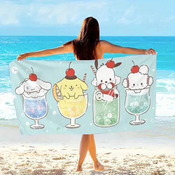 Adorable Cartoon-Print Beach Towel: Cute Dessert-Themed for Summer Fun!, Towels, holiday party decorations, gifts 1
