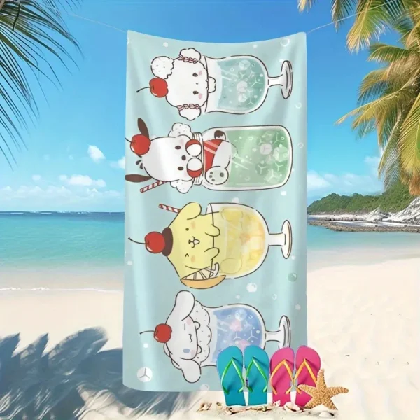 Adorable Cartoon-Print Beach Towel: Cute Dessert-Themed for Summer Fun!, Towels, holiday party decorations, gifts 3