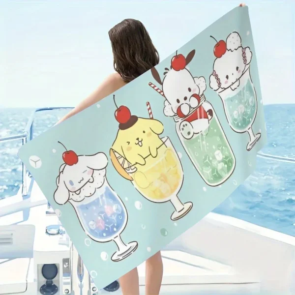 Adorable Cartoon-Print Beach Towel: Cute Dessert-Themed for Summer Fun!, Towels, holiday party decorations, gifts 4