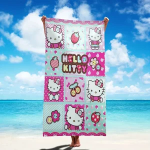 1 piece Sanrio Hello Kitty Beach Towel Quick Dry Anti-Sand Lightweight Floral Pattern Suitable for Pool Beach Travel Camping 1