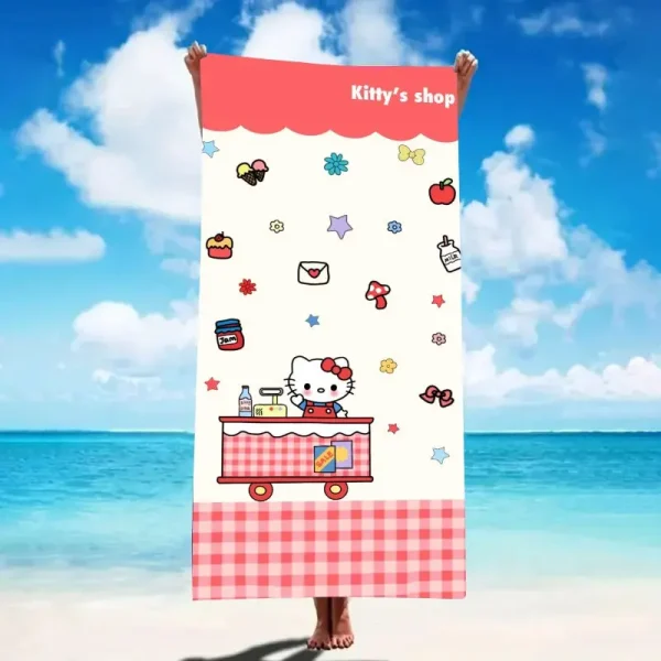 1 piece Sanrio Hello Kitty Beach Towel Quick Dry Anti-Sand Lightweight Floral Pattern Suitable for Pool Beach Travel Camping 2