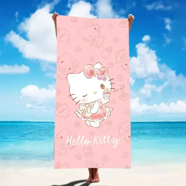 1 piece Sanrio Hello Kitty Beach Towel Quick Dry Anti-Sand Lightweight Floral Pattern Suitable for Pool Beach Travel Camping 3