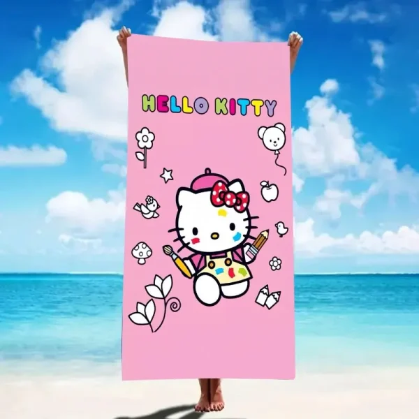 1 piece Sanrio Hello Kitty Beach Towel Quick Dry Anti-Sand Lightweight Floral Pattern Suitable for Pool Beach Travel Camping 4