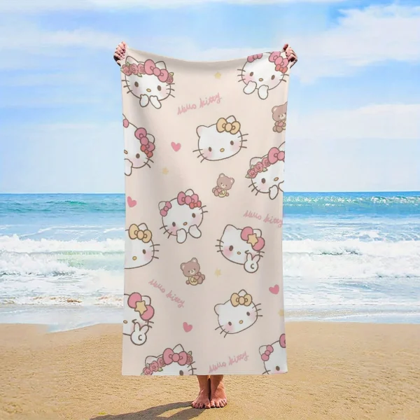 1 piece Sanrio Hello Kitty Beach Towel Quick Dry Anti-Sand Lightweight Floral Pattern Suitable for Pool Beach Travel Camping 5