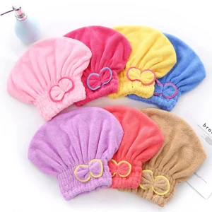 6 Colors Microfiber Solid Quickly Dry Hair Hat Hair Turban Women Head Wrap Hat Thickened Absorbent Dry Hair Cap 1