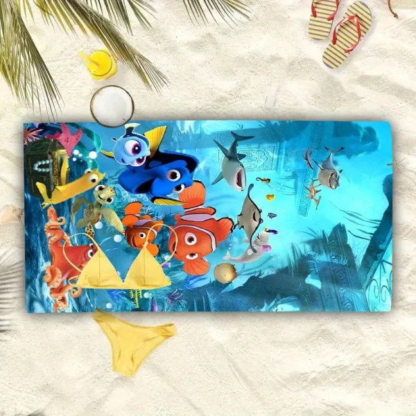 Finding Nemo cute beach towelMicrofiber terry bath towels for yoga, travel, swimming, fitness and camping 3