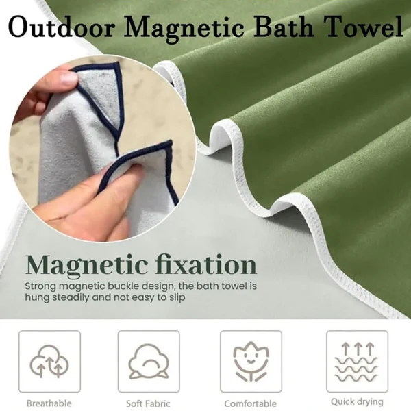 Magnetic Bath Towel Multifunctional Outdoor Magnet Towels Quick Drying Beach Towel  for Surfing Swimming 4