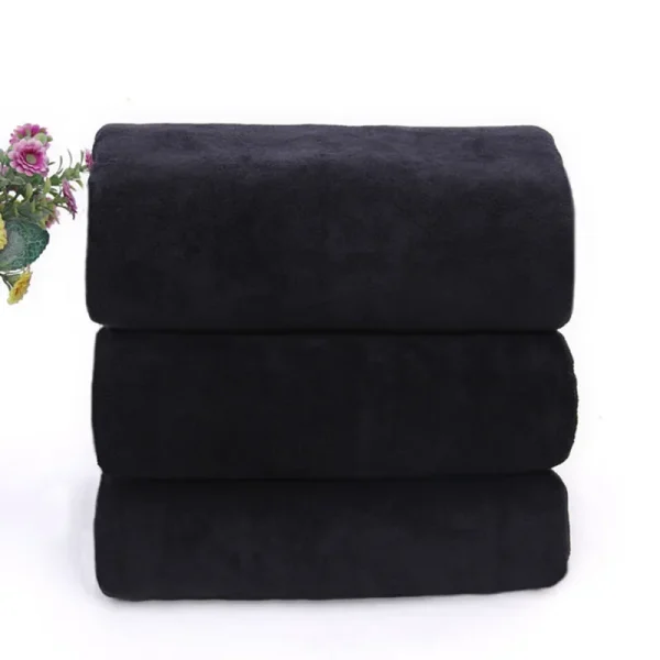 Thicken Increased Superfine Fiber Fitness Quick-drying Sports Towel Fitness Sports Bath Towel (Black) 2