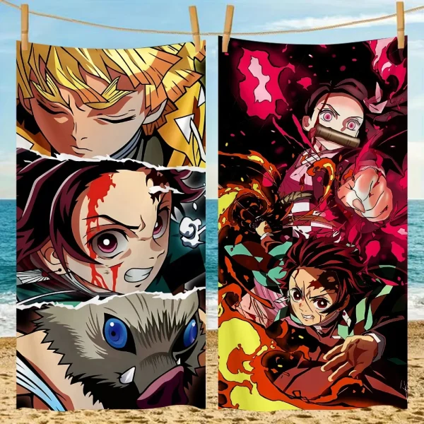 Demon Slayer Beach Towel Microfiber Sand Free Quick Dry Soft Sandproof Pool Towels Gift for Women Travel Gym Shower Camping 1
