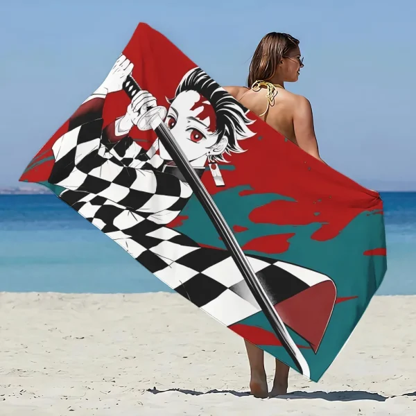 Demon Slayer Beach Towel Microfiber Sand Free Quick Dry Soft Sandproof Pool Towels Gift for Women Travel Gym Shower Camping 4