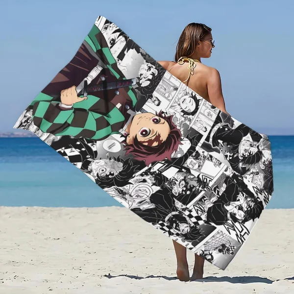 Demon Slayer Beach Towel Microfiber Sand Free Quick Dry Soft Sandproof Pool Towels Gift for Women Travel Gym Shower Camping 5