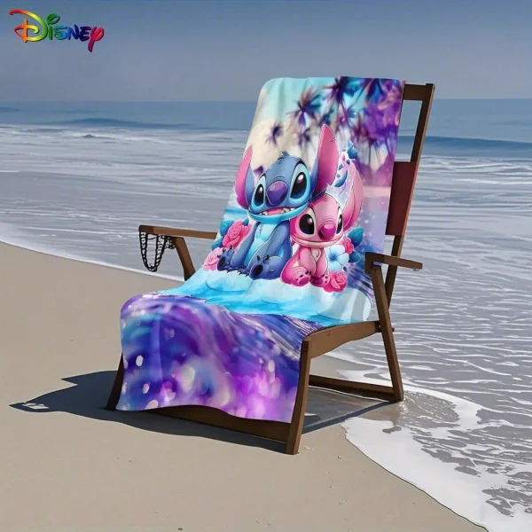 Disney Stitch Beach Towel: Adorable Blue and Pink Stitch Duo on Clouds! Suitable for towels, bath towels, beach towels, gifts 2