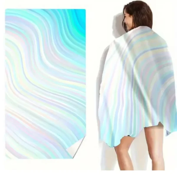 Blue Starfish 70x140cm Beach Towel Quick-Drying Sandproof Water Ripple Design Summer Seaside Seaweed Bath Towel LatticeColor 5