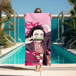 Beach Towels Demon Slayer Bathroom For Bath Sauna Personal Care Large Bath Towel Turban for Hair Drying Bathroom Set Accessories 1