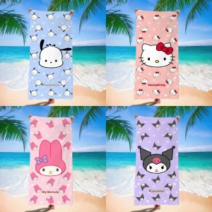 Adorable Sanrio-Themed Beach Towels: Pochacco, Hello Kitty, My Melody, Kuromi! Suitable for towels, bath towels, beach towels 1