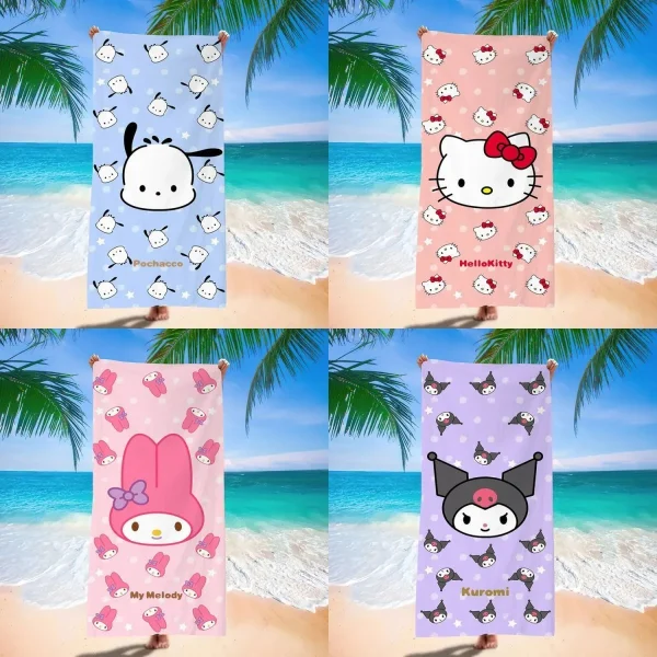 Adorable Sanrio-Themed Beach Towels: Pochacco, Hello Kitty, My Melody, Kuromi! Suitable for towels, bath towels, beach towels 1