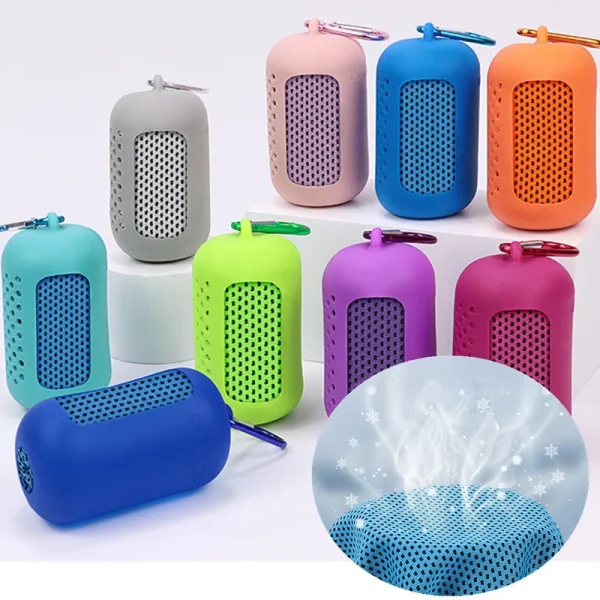 Cooling Towel Circular Silicone Wrapped Cold Towel Quick Drying Microfiber Towels Beach Accessories Towel Sport Fitness 1