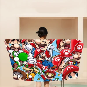 Cartoon M-Marios Game Cartoon Beach Towel Cute Kawaii Room Decor Bath Girls Children Hand Towels For Bathroom Shower 1