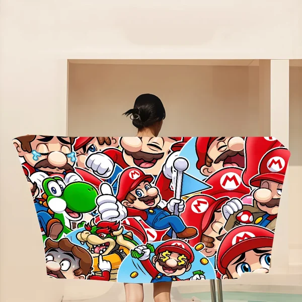 Cartoon M-Marios Game Cartoon Beach Towel Cute Kawaii Room Decor Bath Girls Children Hand Towels For Bathroom Shower 1