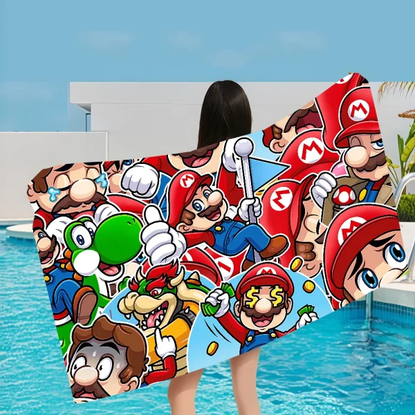 Cartoon M-Marios Game Cartoon Beach Towel Cute Kawaii Room Decor Bath Girls Children Hand Towels For Bathroom Shower 2