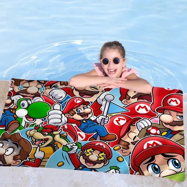 Cartoon M-Marios Game Cartoon Beach Towel Cute Kawaii Room Decor Bath Girls Children Hand Towels For Bathroom Shower 3