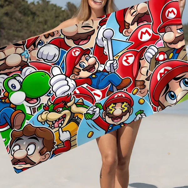 Cartoon M-Marios Game Cartoon Beach Towel Cute Kawaii Room Decor Bath Girls Children Hand Towels For Bathroom Shower 4