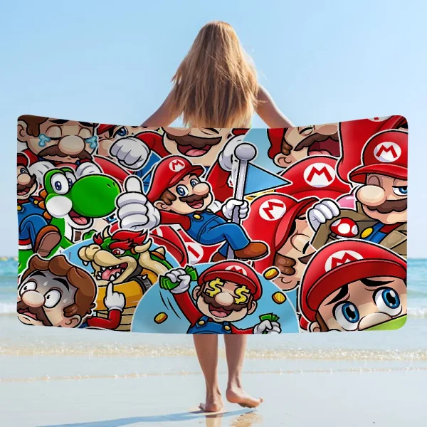 Cartoon M-Marios Game Cartoon Beach Towel Cute Kawaii Room Decor Bath Girls Children Hand Towels For Bathroom Shower 6