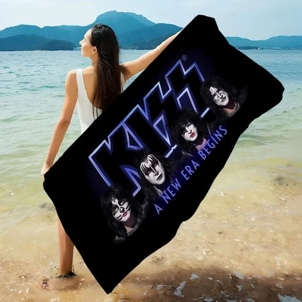 Rock Band Kiss Beach Towel Cartoon Cute Summer Kids Large Bath Pool Beach Towel Microfiber Absorbent For Swimming Travel 2