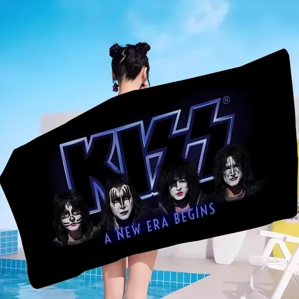 Rock Band Kiss Beach Towel Cartoon Cute Summer Kids Large Bath Pool Beach Towel Microfiber Absorbent For Swimming Travel 5