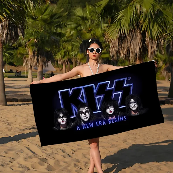 Rock Band Kiss Beach Towel Cartoon Cute Summer Kids Large Bath Pool Beach Towel Microfiber Absorbent For Swimming Travel 6
