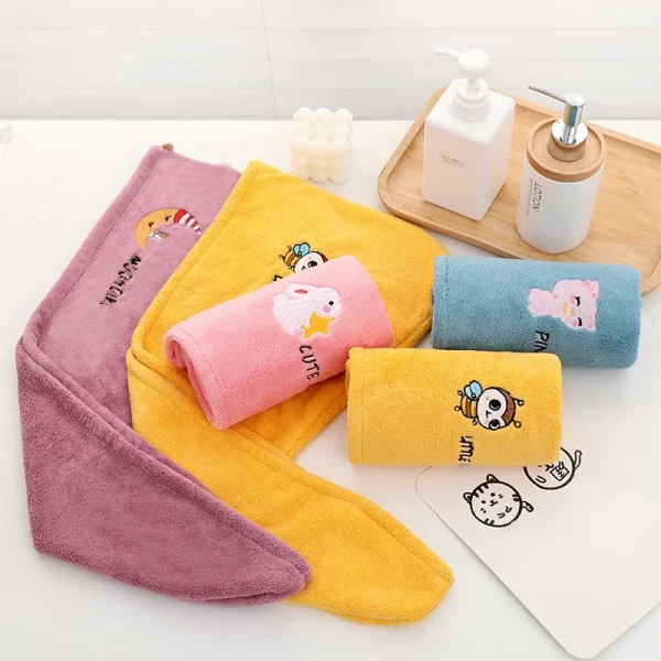 Microfiber Towel Girls Bathroom Rapid Drying Absorbent Hair  Magic Shower Cap Thickening Turban Head Wrap 5
